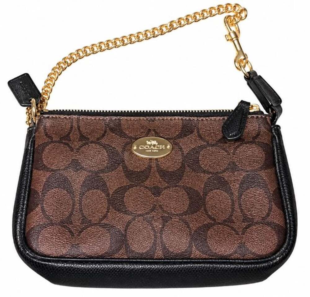Coach Nolita 19 Signature Coated Canvas Wristlet Brown Black